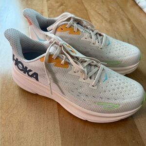 Hoka White and Orange Athletic Shoes